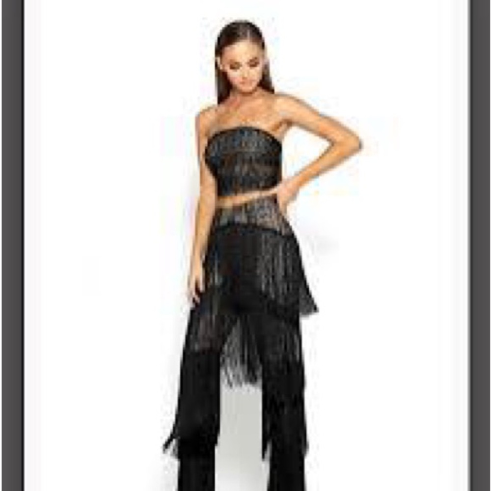Black Fringe Two-Piece Set
